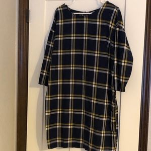 Navy Plaid Maternity Dress